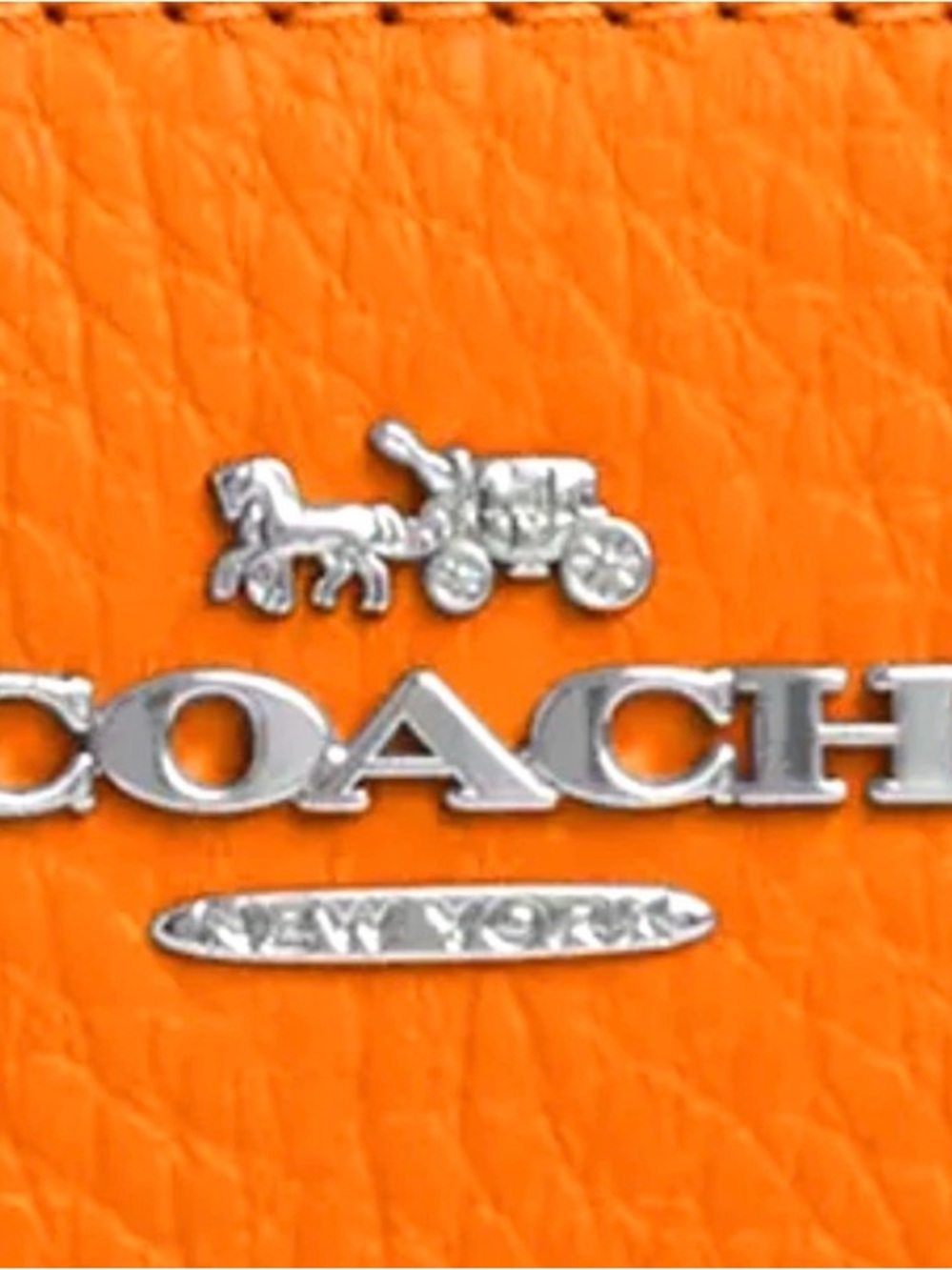 Coach Mandarin Orange Pebbled Leather Zip-Around Wallet - Picture 7 of 8